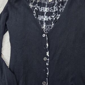 Burberry Black Cardigan with Animal Print Detail